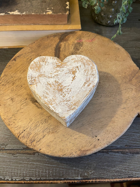 White Washed Wood Heart