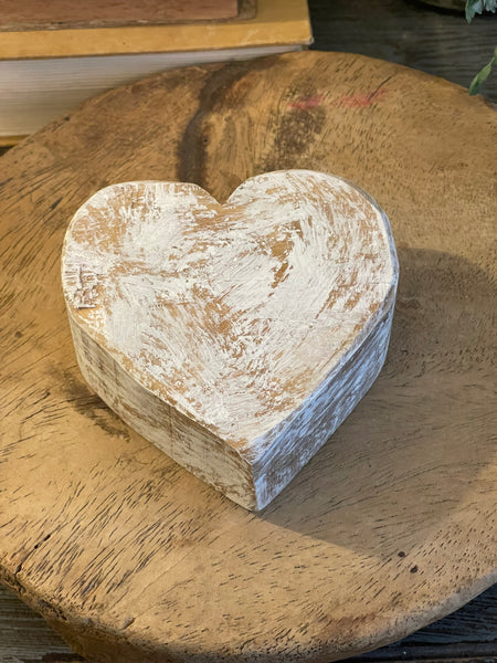 White Washed Wood Heart