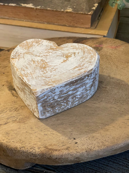 White Washed Wood Heart