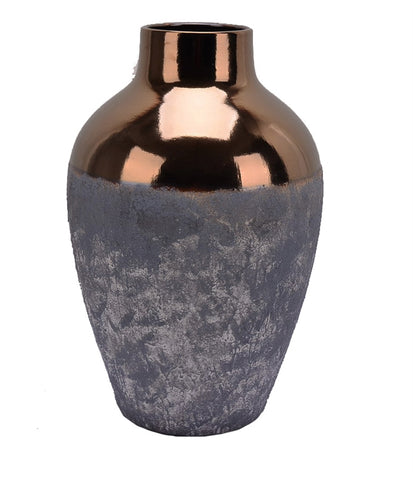 Decorative Ceramic Vase in Gray and Bronze