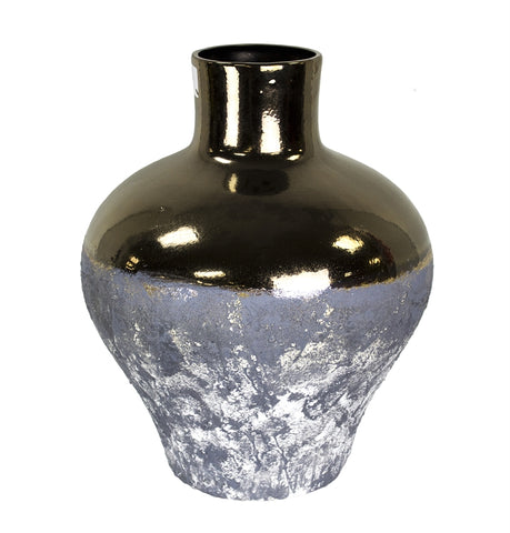 Decorative Ceramic Vase in  Gray and Bronze