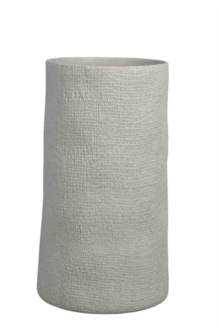 Ceramic Column Vase Textured In White