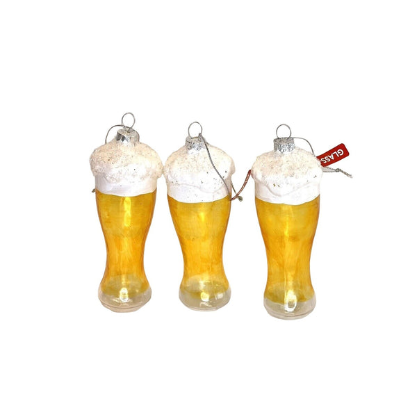Blown Glass Beer Christmas Ornament NEW -Set of 3