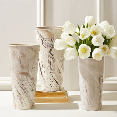 Tapered Marbleized Vases