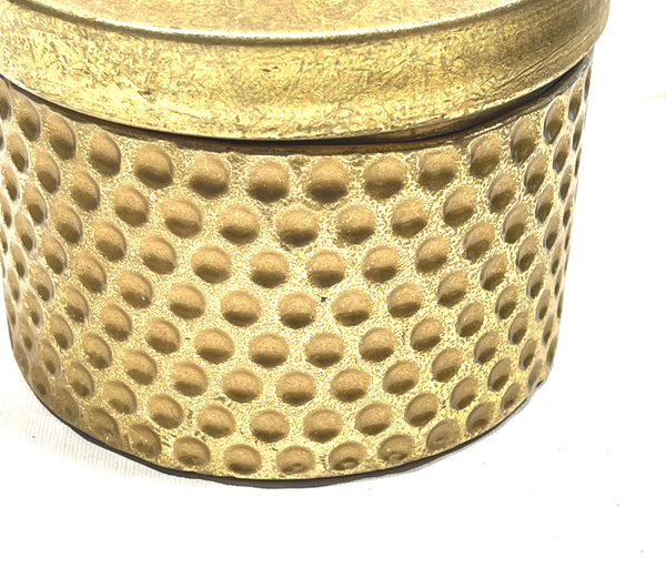 Gold Metal Hammered  Round Decorative Box
