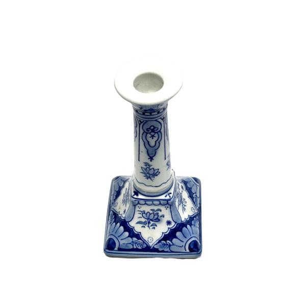 VINTAGE Blue and White  Chinoiserie Look Candle Stick Ceramic