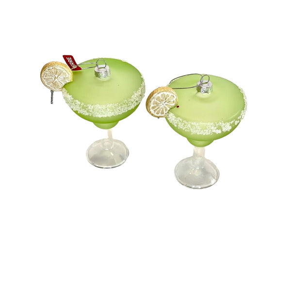 Margarita Tequila Cocktail Glass Ornament Christmas NEW-Set of 2