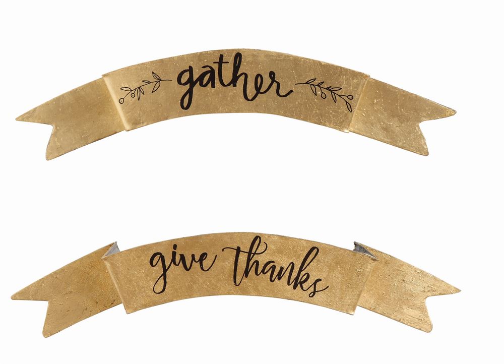 "Gather" and "Give Thanks" Metal Wall Hanging or Wreath Accent