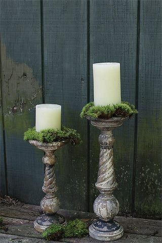 Turned Wood Pillar Candle Holder in Natural and Black 2 Sizes