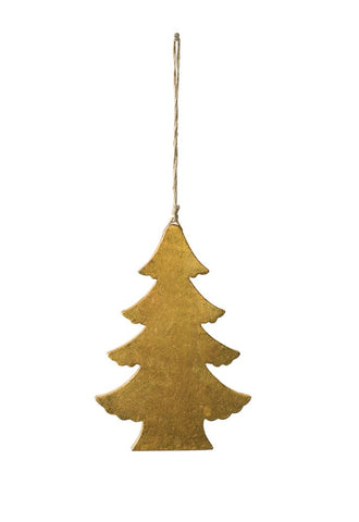 Christmas Tree in Gold Mango Wood Holiday Ornament
