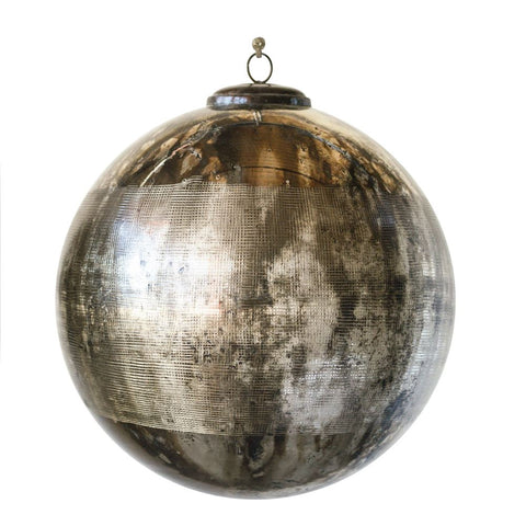 Ornament- 10" Round Glass Ball Oxidized